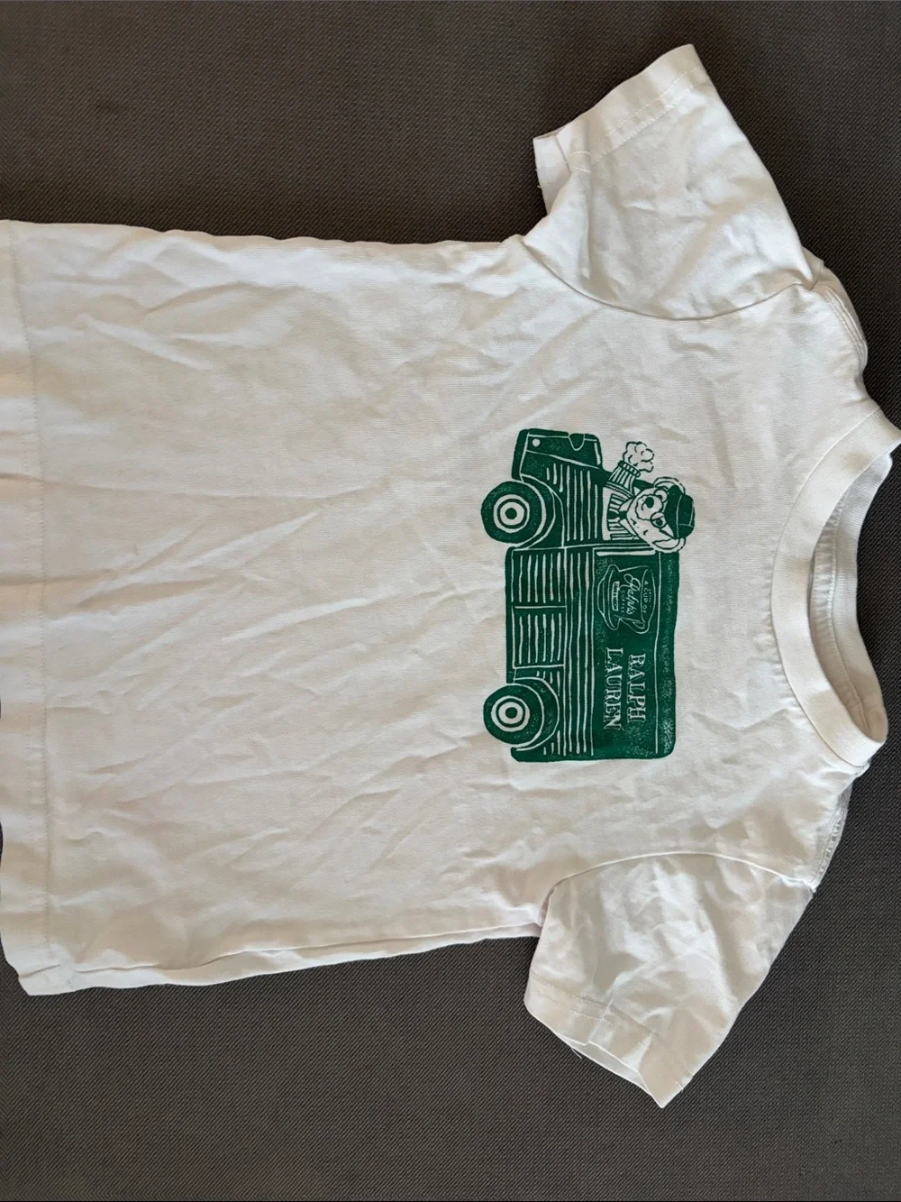 Ralph Lauren White Short-Sleeve Tee with Green Truck Graphic